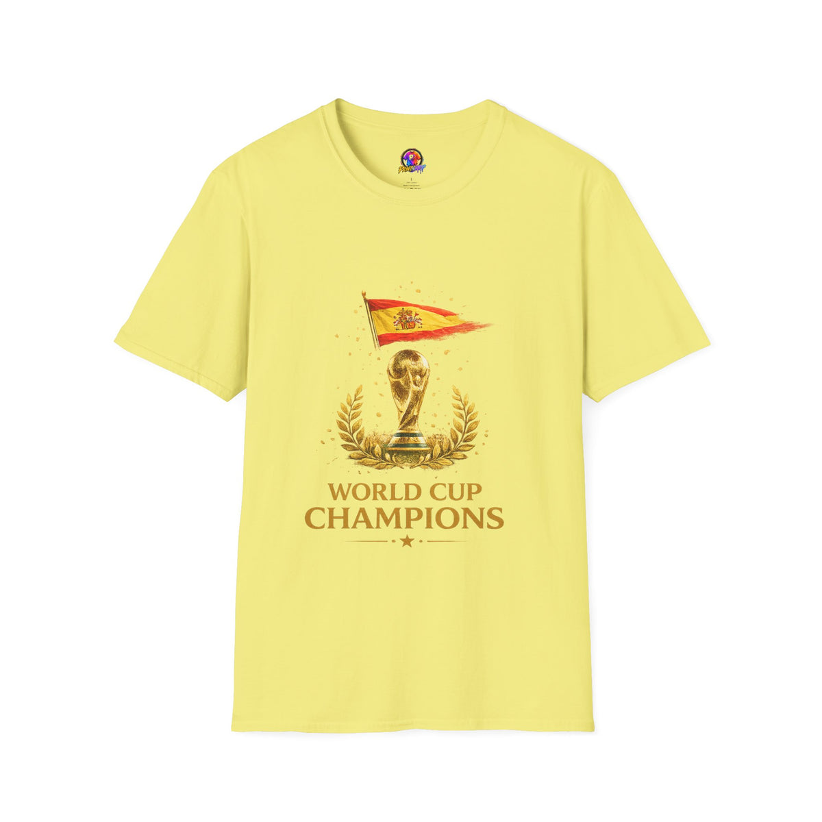 Spain World Cup Champions T-Shirt — Spanish Flag & Trophy Soccer Tee