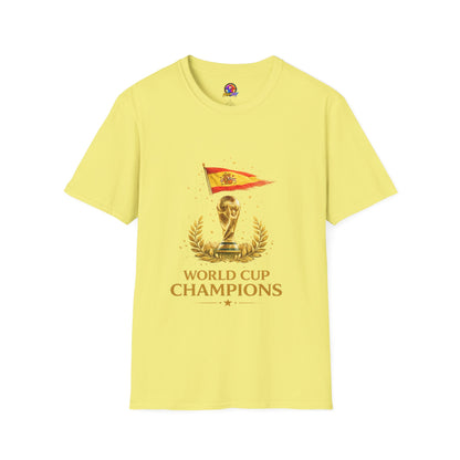 Spain World Cup Champions T-Shirt — Spanish Flag & Trophy Soccer Tee