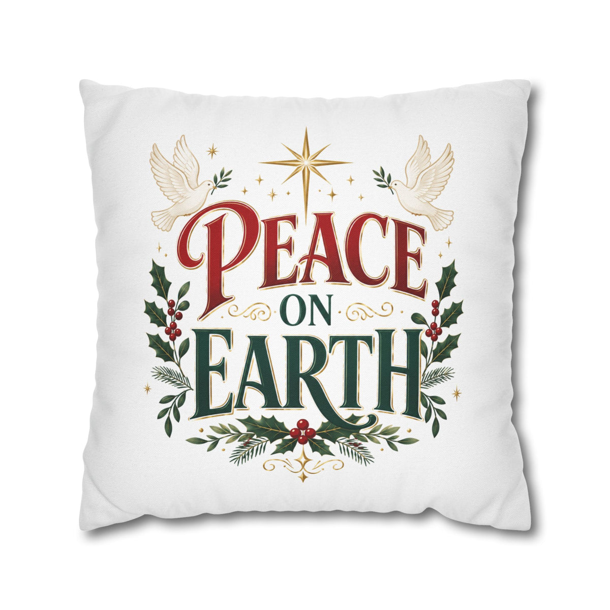 Christmas Peace on Earth Holiday Pillowcase — Christmas Decorative Throw Pillow Cover