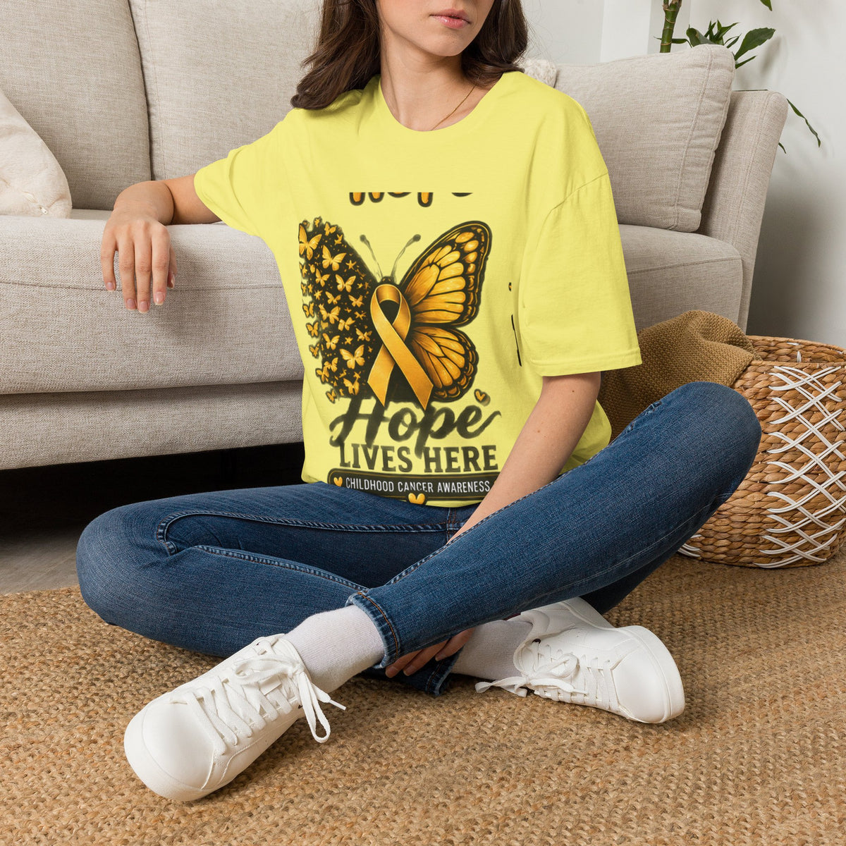 Hope Lives Here Childhood Cancer Awareness T-Shirt