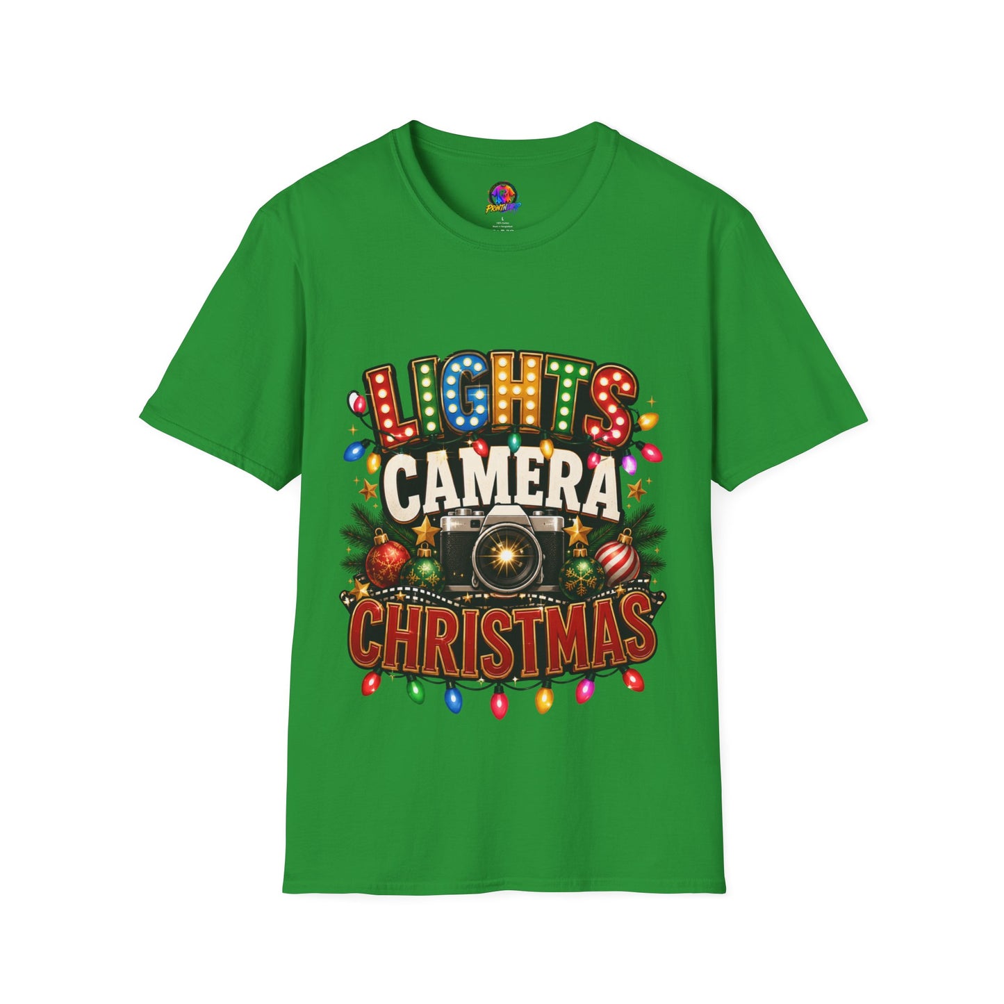 Lights Camera Christmas T-Shirt — Retro Marquee Holiday Tee
