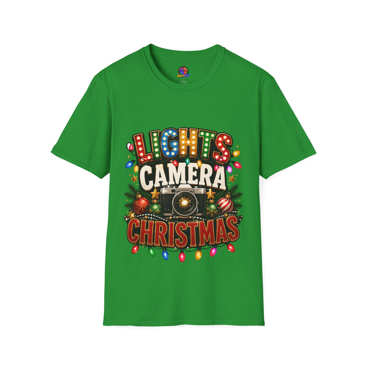 Lights Camera Christmas T-Shirt — Retro Marquee Holiday Tee