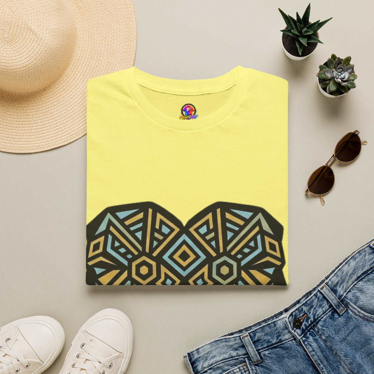 Geometric Elephant Tee — Tribal Mosaic Elephant Graphic T-Shirt
