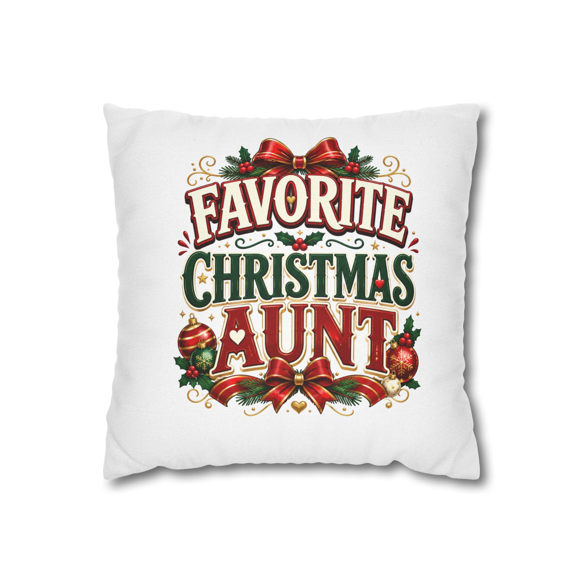 Favorite Christmas Aunt Pillowcase - Festive Holiday Decorative Throw Pillowcase