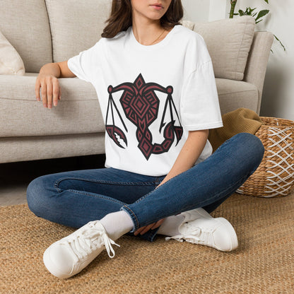 Libra Scales Graphic T‑Shirt — Tribal Zodiac Balance Design