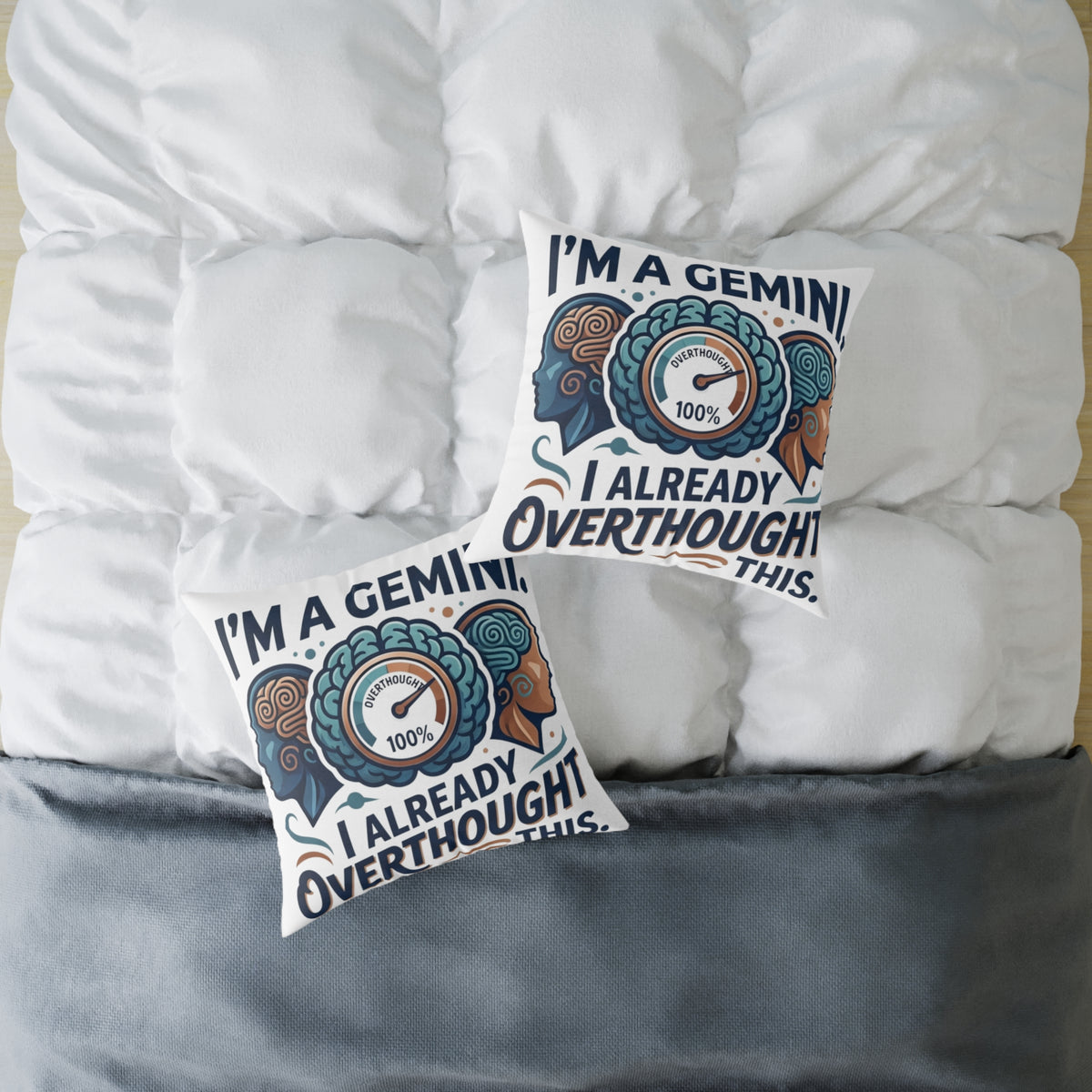 Gemini Zodiac I'm A Gemini, I Already Overthought This Square Poly Canvas Pillow