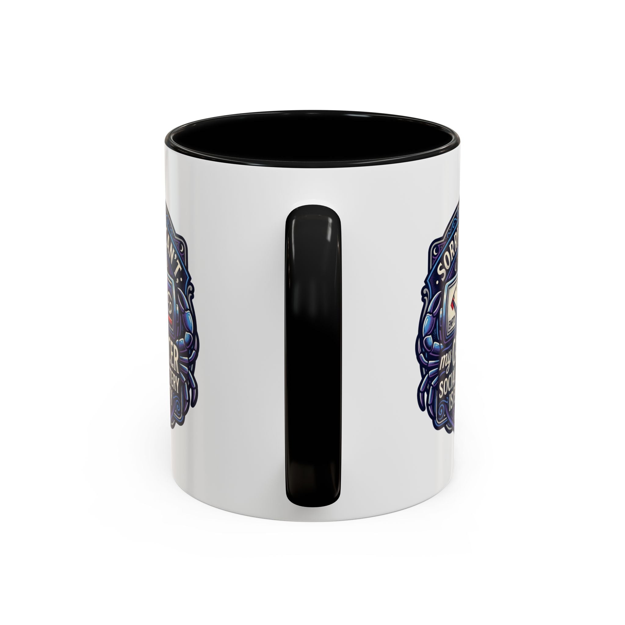 Accent Coffee Mug — “Sorry I Can’t My Cancer Social Battery Is Empty” Support Awareness Mug