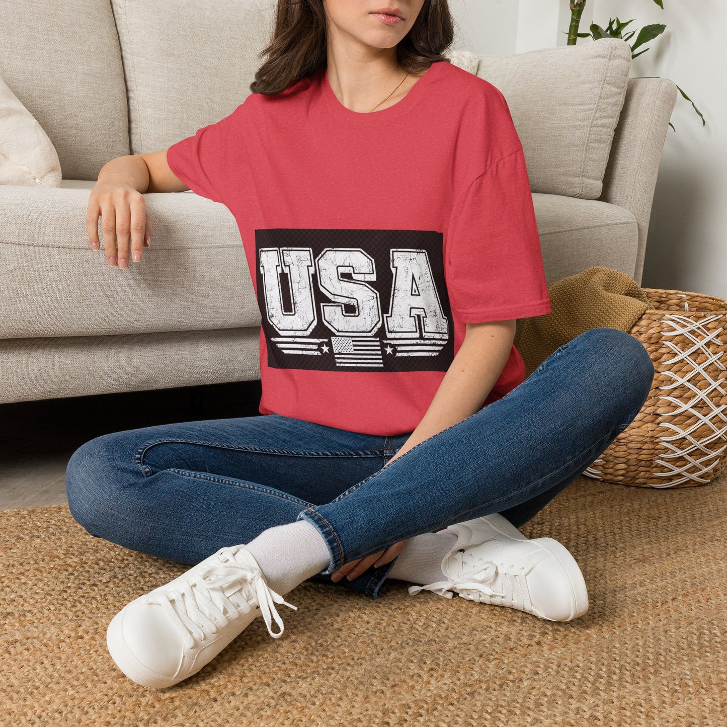 USA Vintage Block T-Shirt — Patriotic Americana Graphic Tee