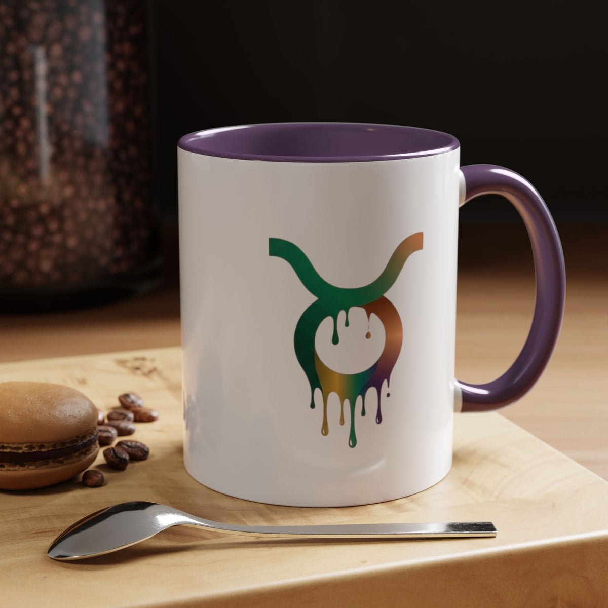 Taurus Drip Zodiac Coffee Mug — Colorful Taurus Symbol Accent Mug
