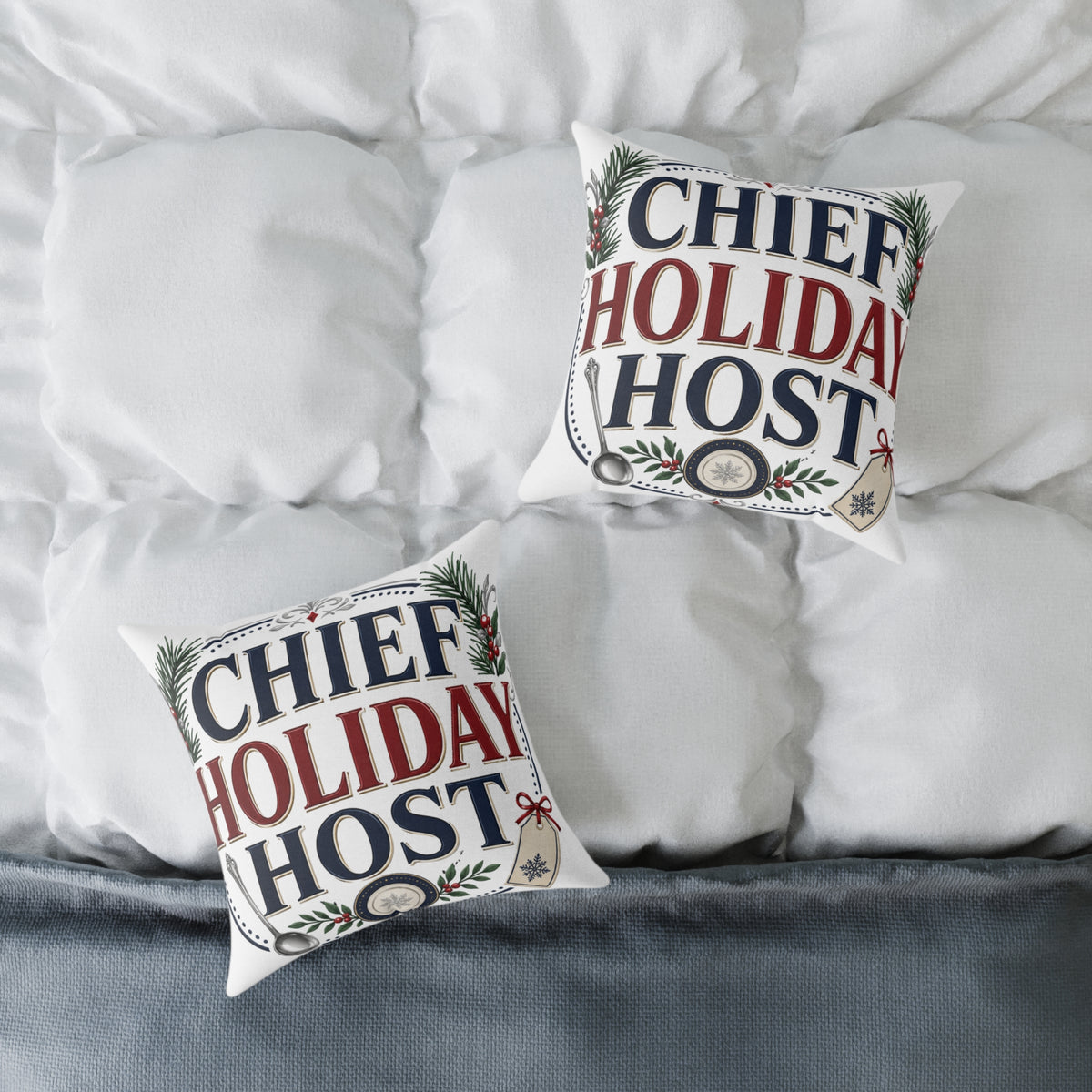 Christmas Chief Holiday Host Throw Pillow — Festive Christmas Decorative Cushion