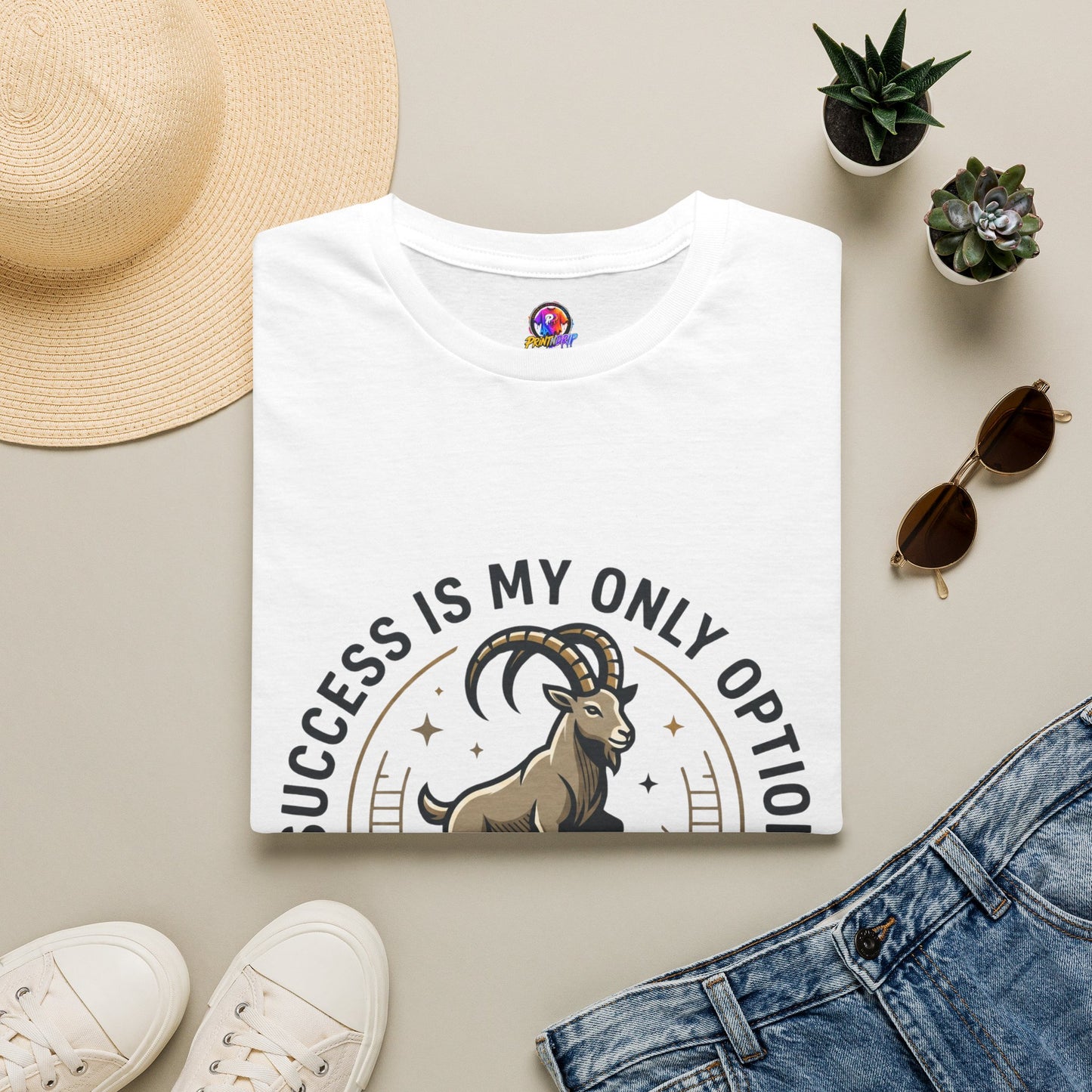 Capricorn Goat T-Shirt — "Success Is My Only Option" Motivational Zodiac Tee