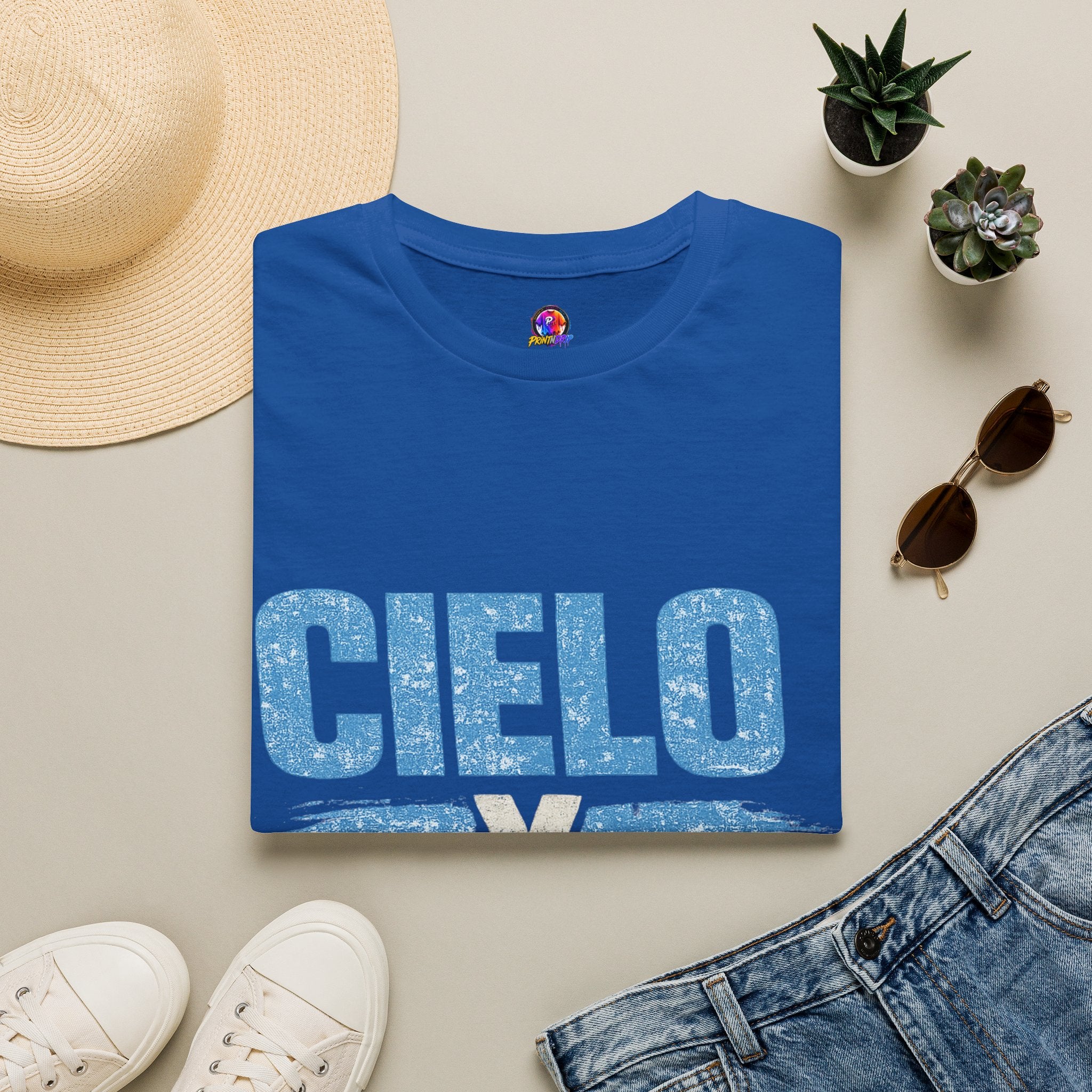 Argentina Cielo Fútbol T-Shirt — Vintage Sky Blue Soccer Tee