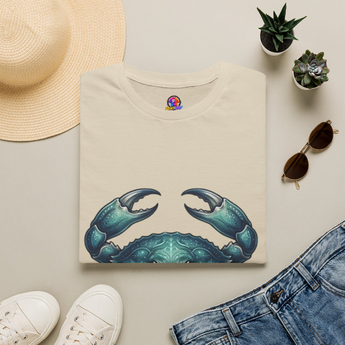 Crab Graphic T-Shirt — Coastal Sea Creature Tee