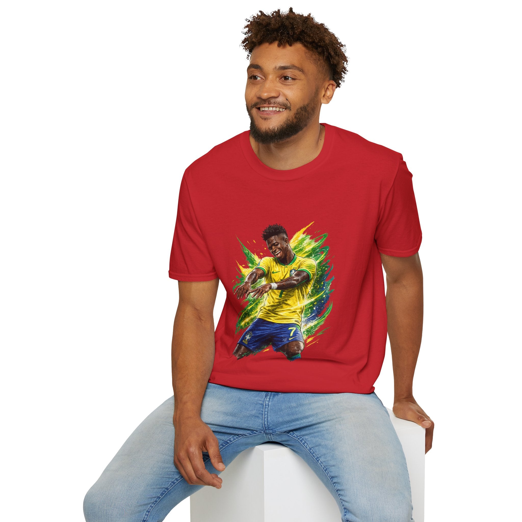Brazil  Soccer Celebration T-Shirt — Brazilian Football Player Artwork
