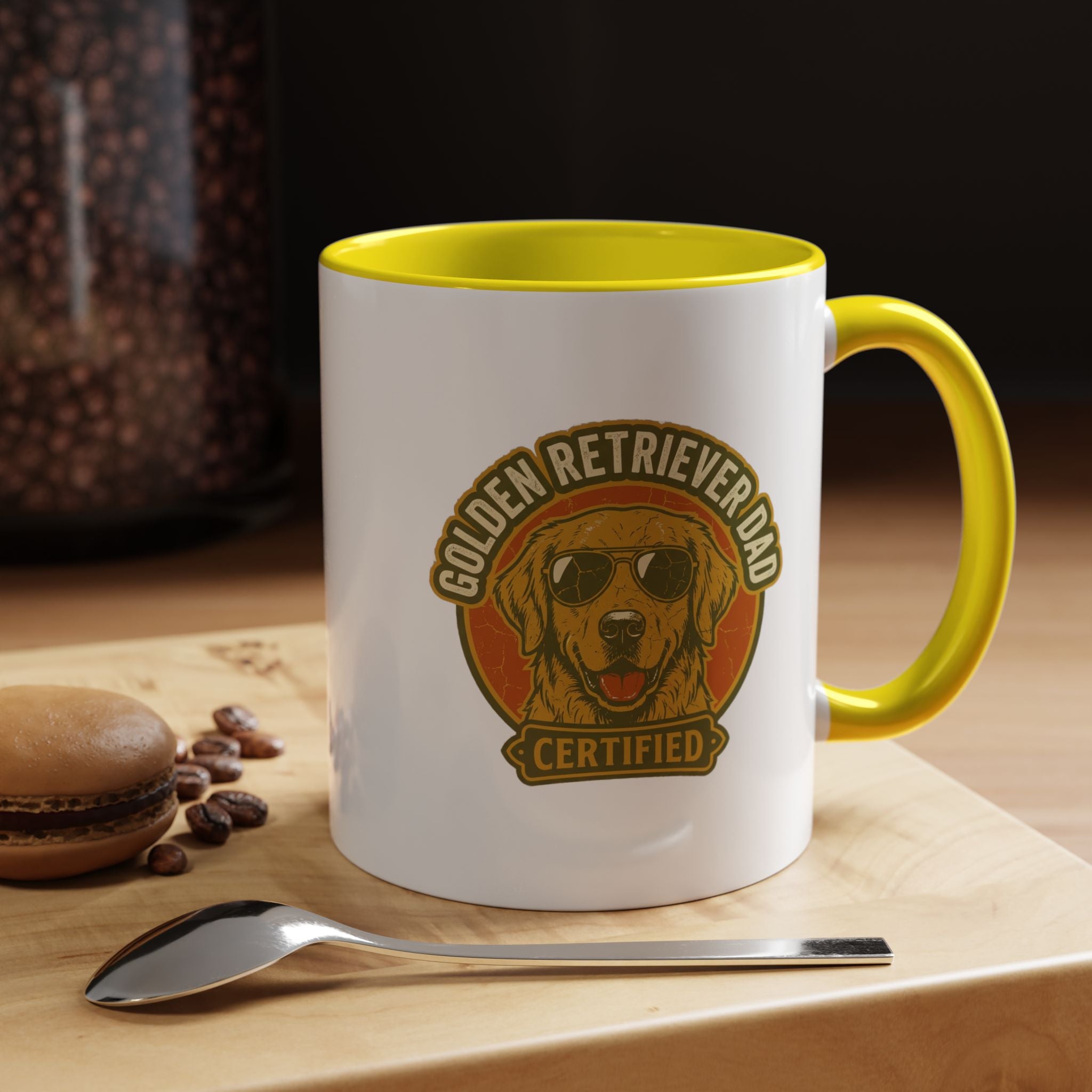Funny Golden Retriever Dad Coffee Mug — "Certified" Dog Dad Accent Mug