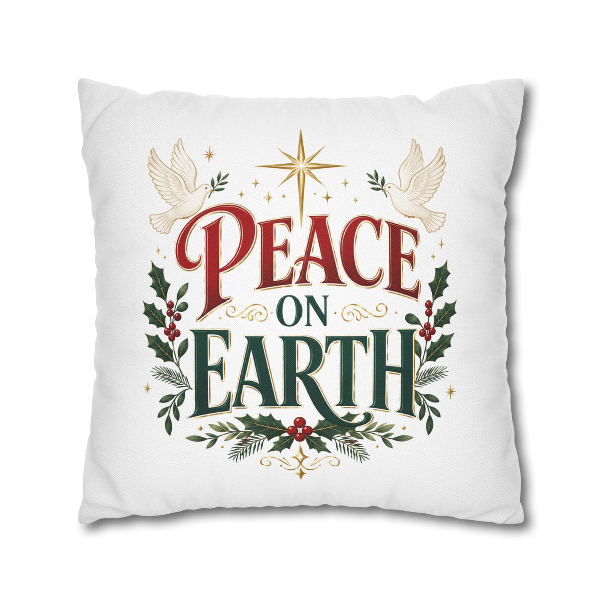 Christmas Peace on Earth Holiday Pillowcase — Christmas Decorative Throw Pillow Cover