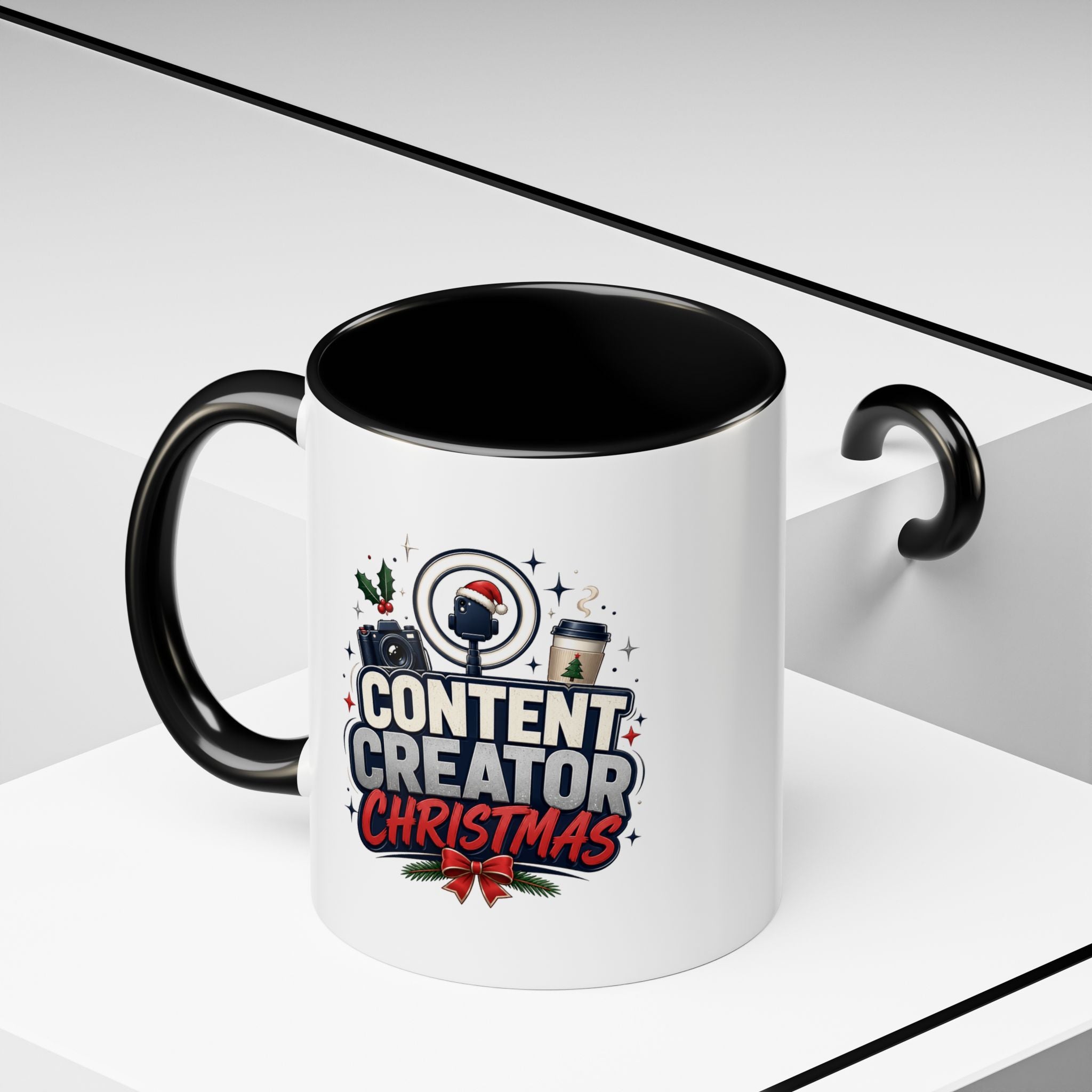 Modern Day Christmas Content Creator Christmas Accent Coffee Mug — Holiday Social Media Gifts (11/15oz)