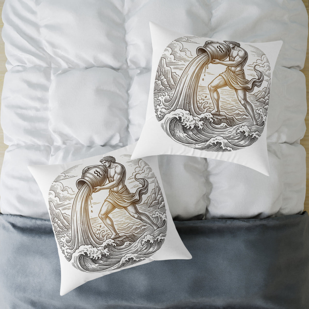 Aquarius Zodiac Pillow — Water-Bearer Astrology Throw Pillow