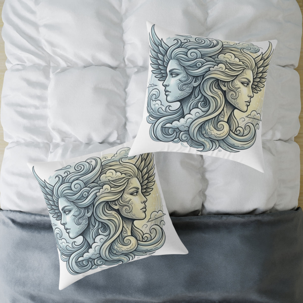 Gemini Zodiac Astrological Double Face Square Poly Canvas Pillow