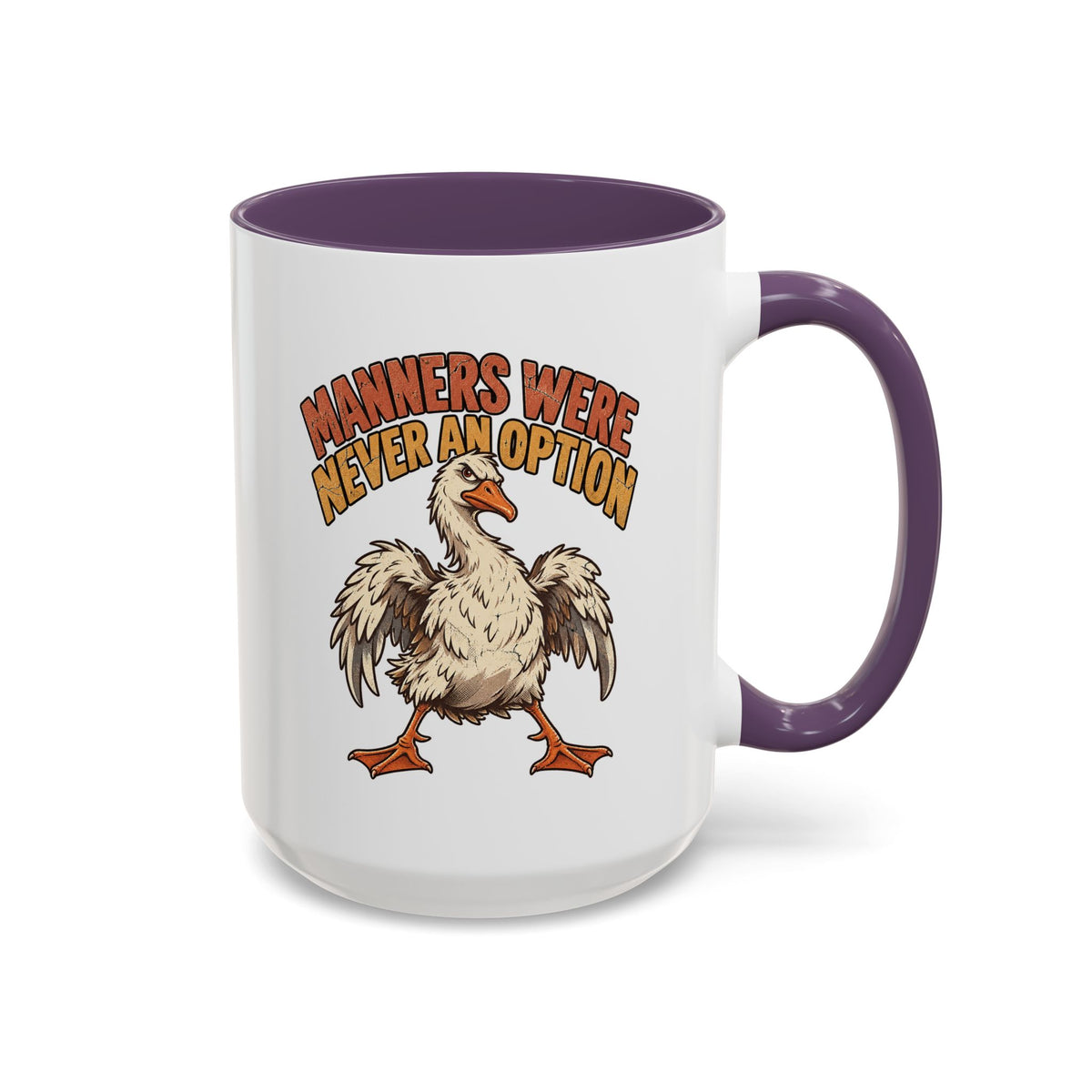 Coffee Mug — "Manners Were Never An Option" Funny Rude Chicken Accent Mug
