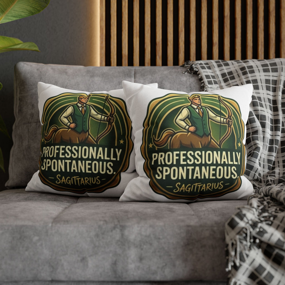 Sagittarius Pillowcase — "Professionally Spontaneous" Zodiac Decor