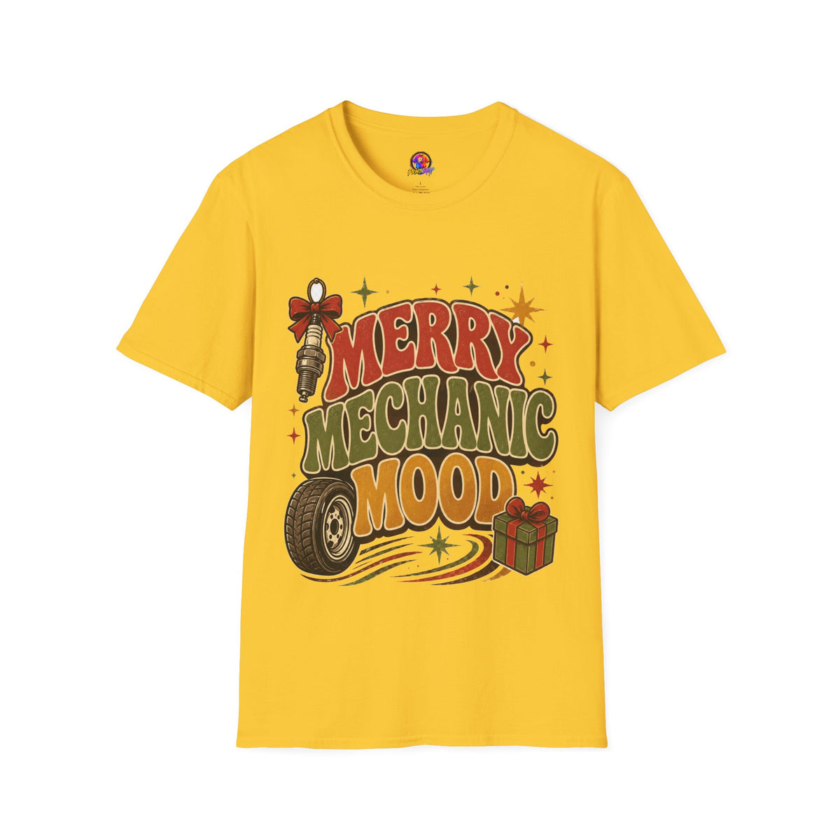 Merry Mechanic Mood T‑Shirt — Retro Holiday Auto Technician Gift