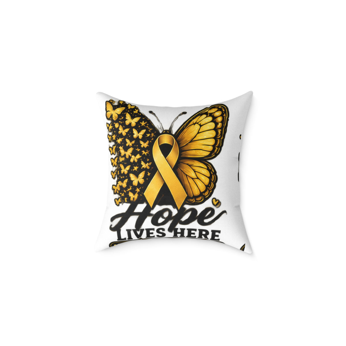 Childhood Cancer Hope Lives Here Butterfly Awareness Pillow