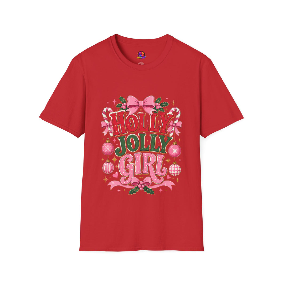 Holly Jolly Girl T-Shirt — Pink Holiday Graphic Tee