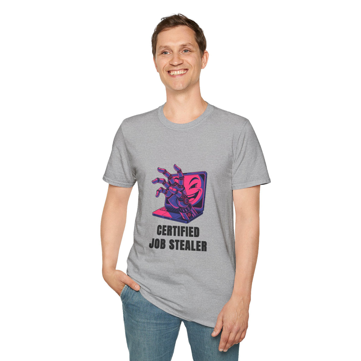 Certified Job Stealer T-Shirt — Retro Cyber Hand Graphic Tee - Trending Now - August 2026