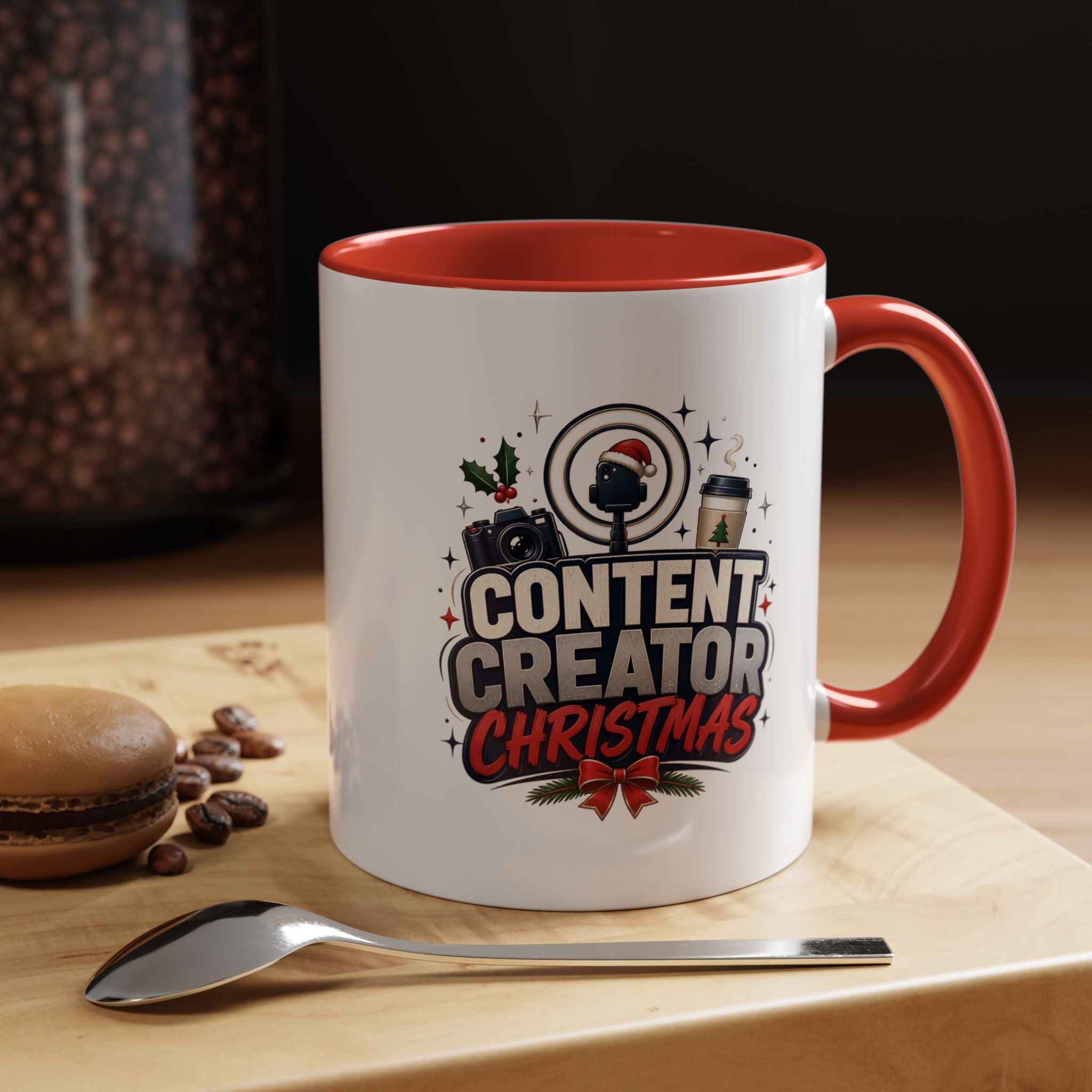 Modern Day Christmas Content Creator Christmas Accent Coffee Mug — Holiday Social Media Gifts (11/15oz)