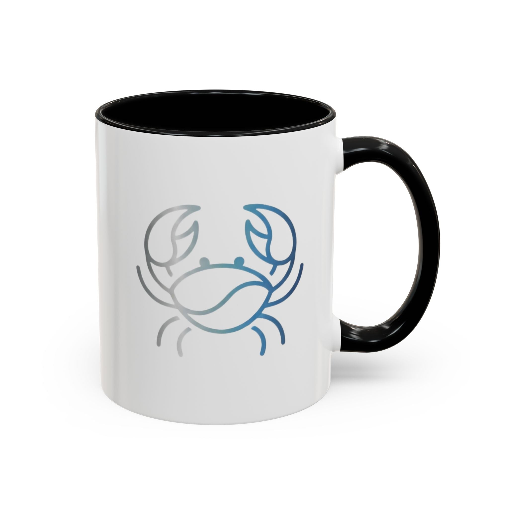 Crab Accent Coffee Mug — Minimal Coastal Zodiac Crab Design
