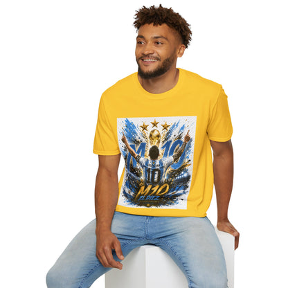 Argentna  Soccer M10 Champion T-Shirt — Gold Trophy & Stars Football Fan Tee