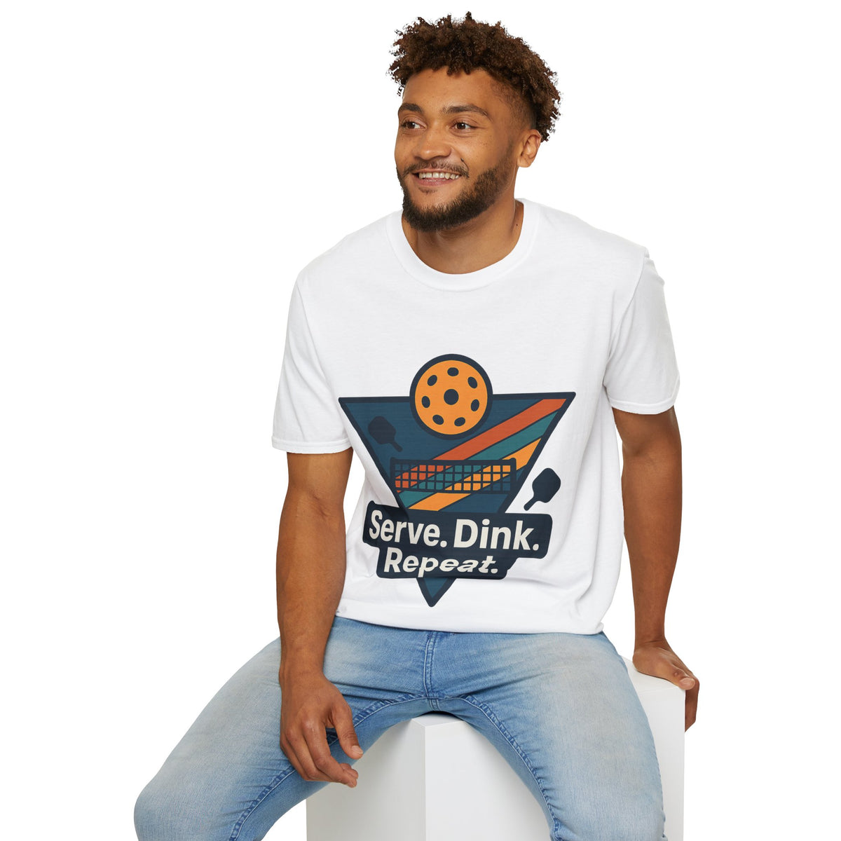 Pickleball T-Shirt — Retro Paddle & Ball Design with “Serve. Dink. Repeat.” Slogan - Trending Now - August 2026