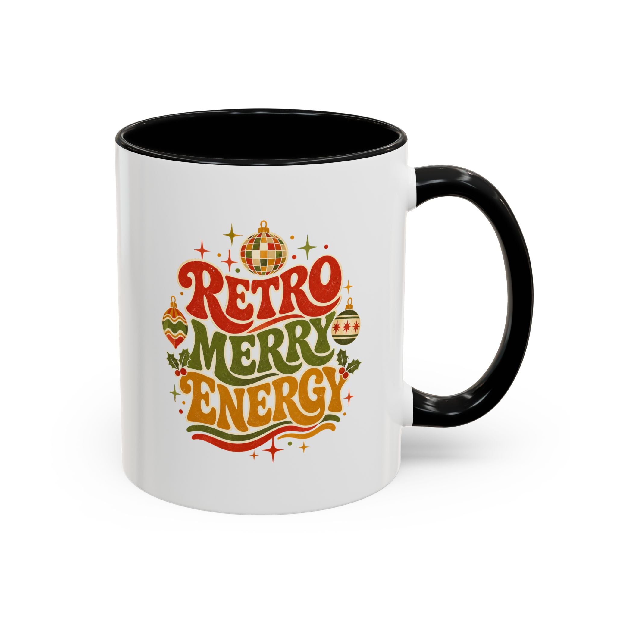 Modern Day Christmas Retro Merry Energy Coffee Mug — Festive 70s Holiday Design