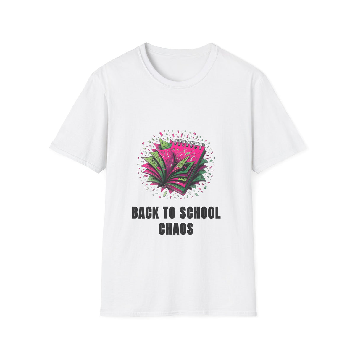 Back to School Chaos T-Shirt — Colorful Notebooks Graphic Tee for Students & Teachers - Trending Now - August 2026
