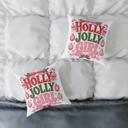 Christmas Holly Jolly Girl Holiday Pillow