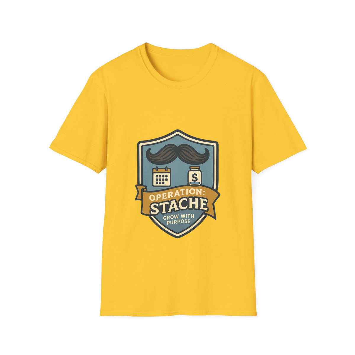 Mustache Badge T-Shirt — Stache Crest Graphic Tee - Trending Now - October 2026