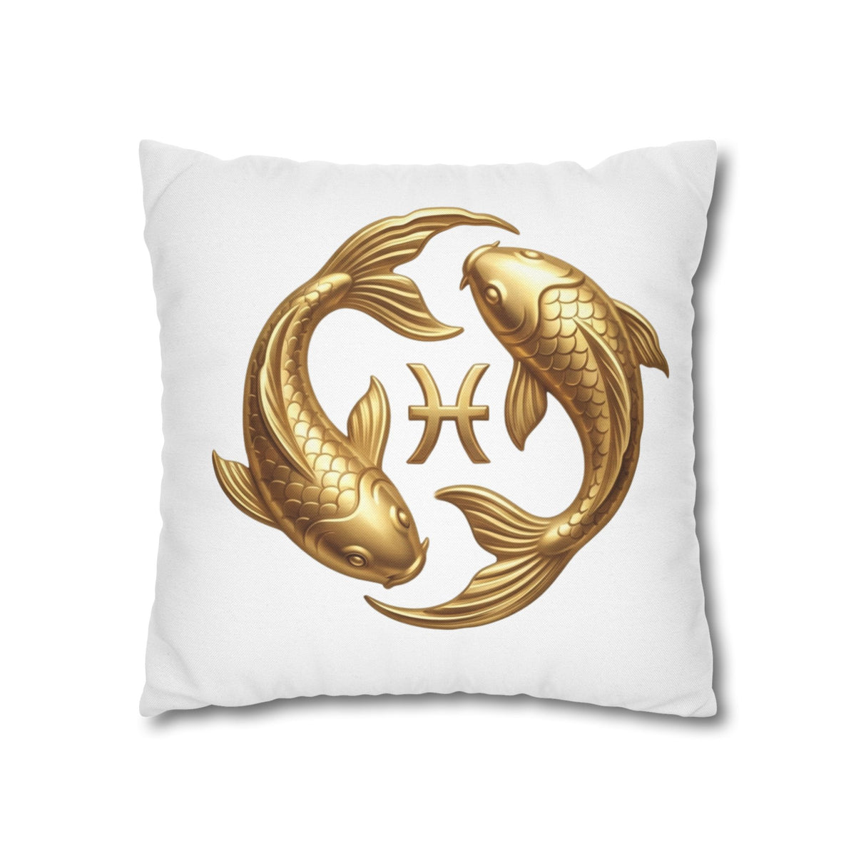 Pisces Zodiac Pillowcase — Gold Koi Fish Astrological Decorative Pillow Cover