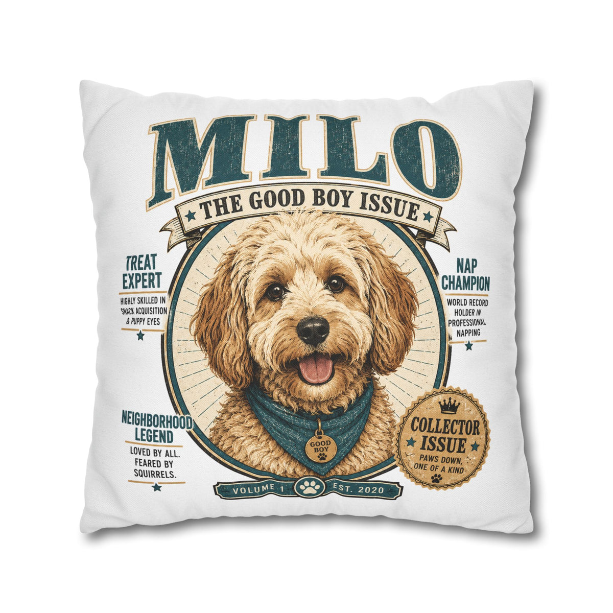 Milo "The Good Boy Issue" Decorative Pillowcase Milo Bailey Dog Dad Mom