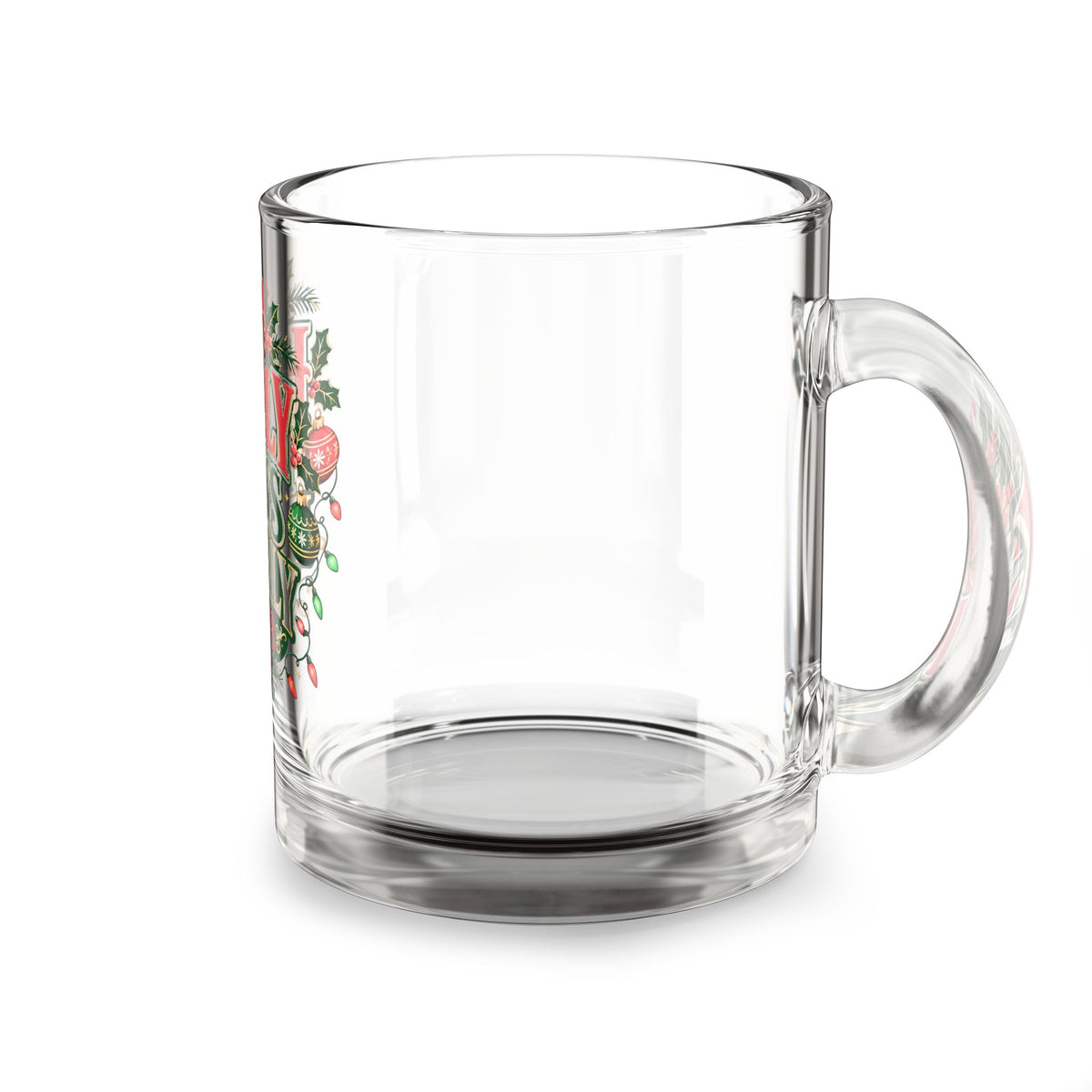 Christmas Glass Mug 10 oz Holly Days Family Club Glass Mug — 10oz Christmas Holiday Coffee Cup