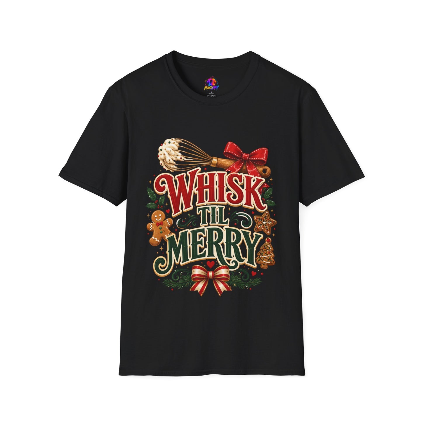 Christmas Baking T-Shirt — "Whisk 'Til Merry" Holiday Tee