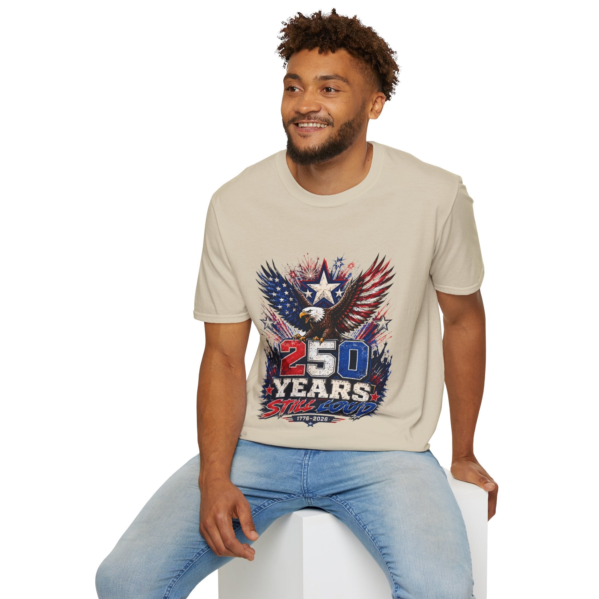 T-Shirt — Patriotic Eagle "250 Years Still Loud" American Flag Tee