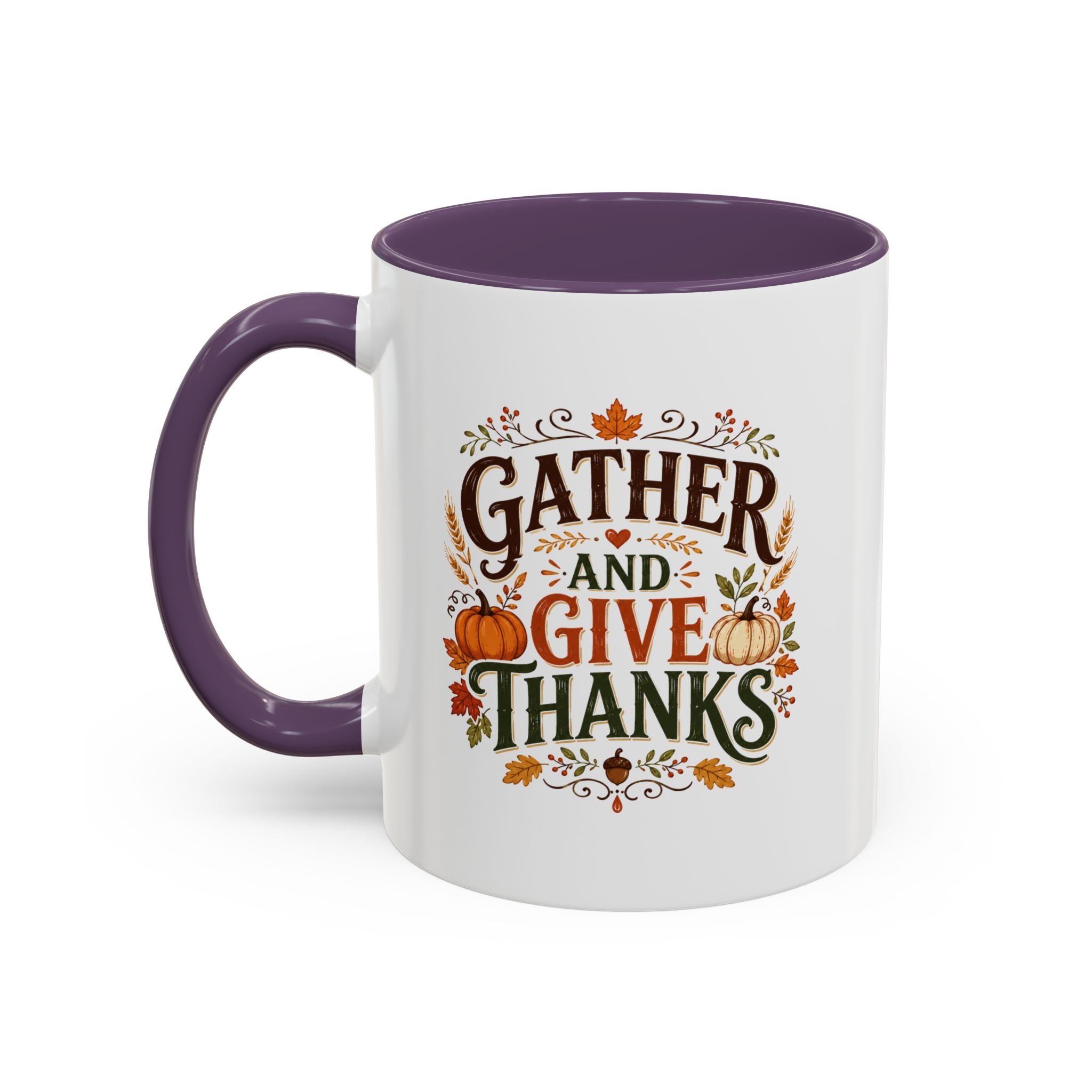 Thanksgiving Mug Gather and Give Thanks Coffee Mug — Thanksgiving Accent Mug