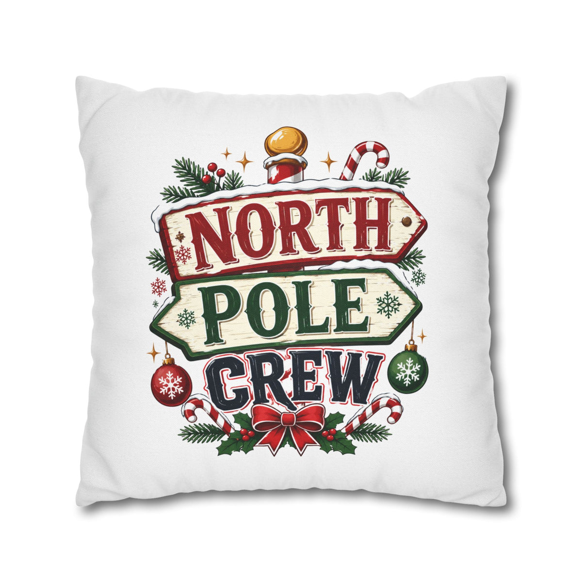 Christmas North Pole Crew Holiday Pillowcase — Christmas Decorative Throw Pillow