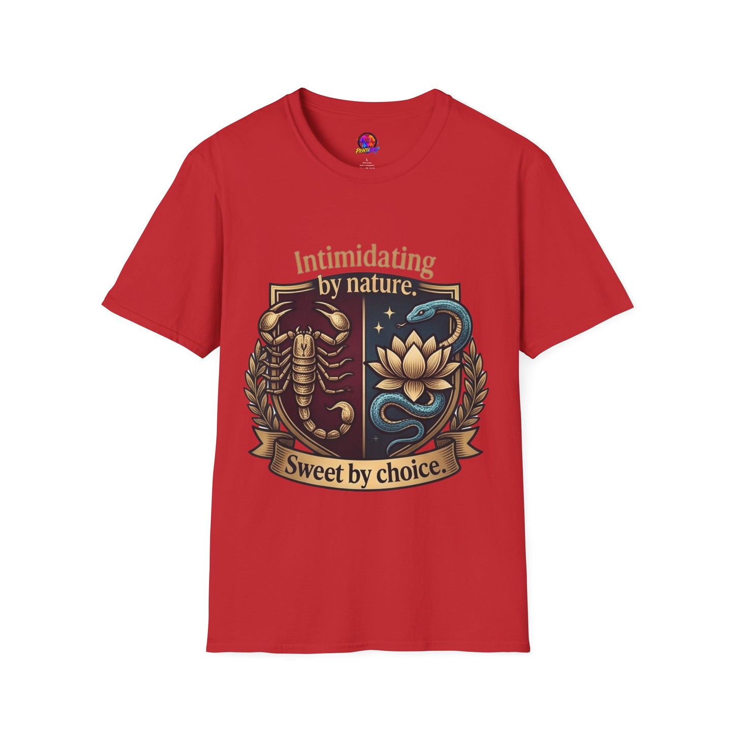 Intimidating by Nature T-Shirt — Scorpion & Snake Badge Design
