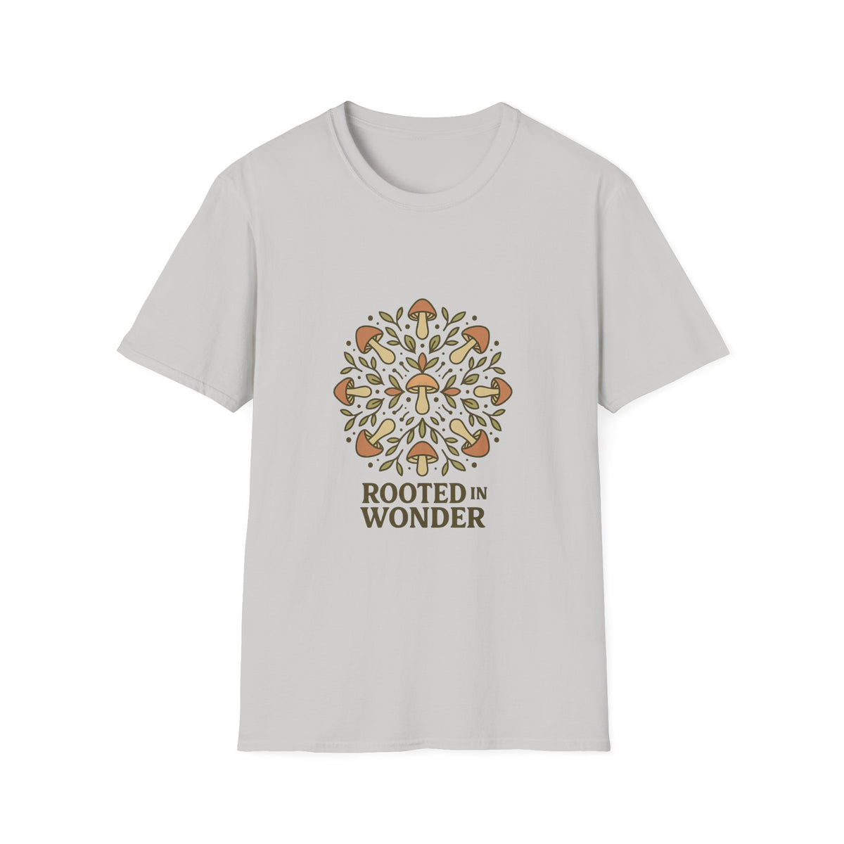 Mushroom Mandala T-Shirt — "Rooted in Wonder" Botanical Graphic Tee