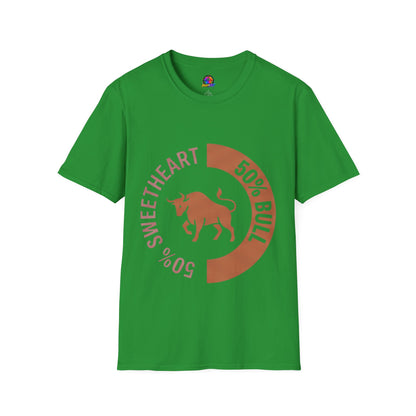 Bull Percentage Graphic T-Shirt — "50% Bull, 50% Sweetheart" Casual Tee