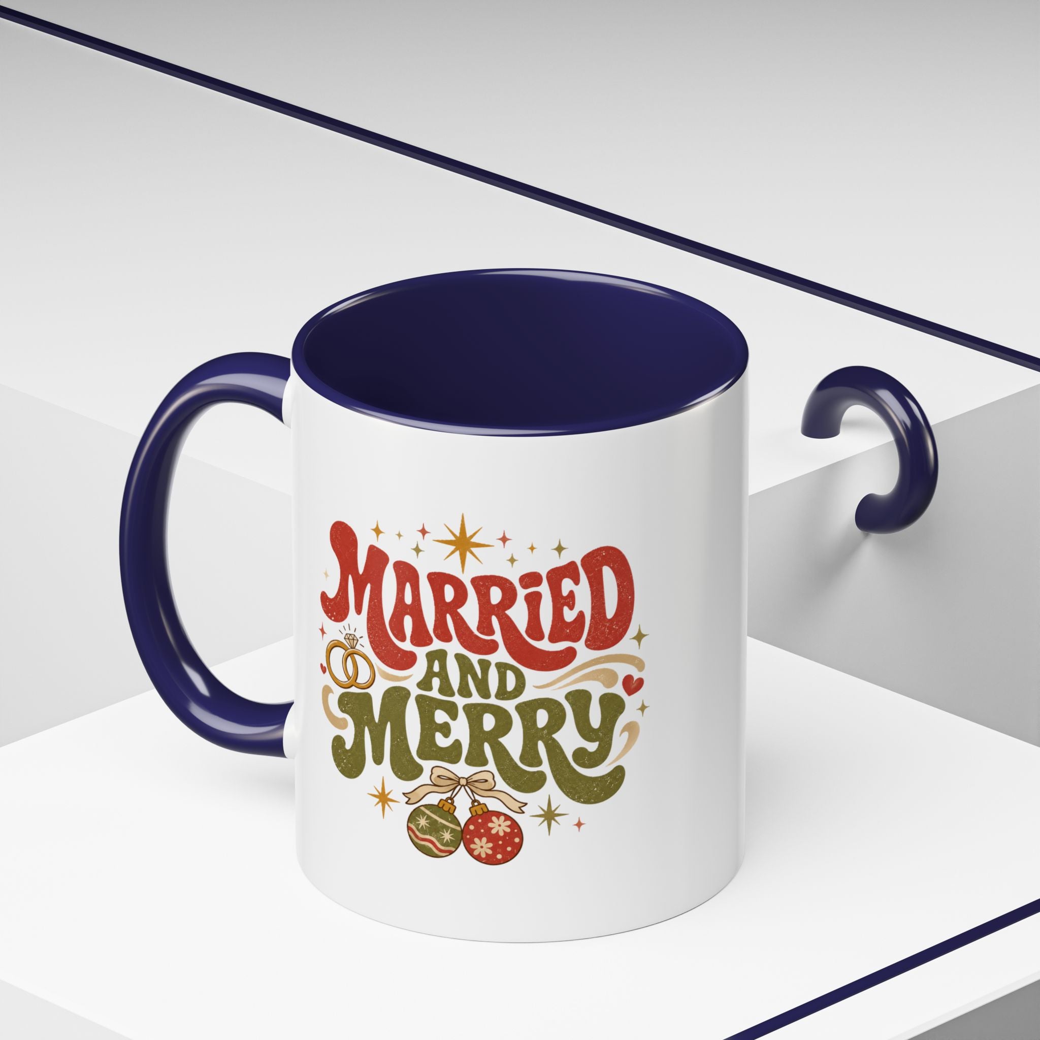 Christmas Married and Merry Christmas Coffee Mug — Holiday Accent Mug