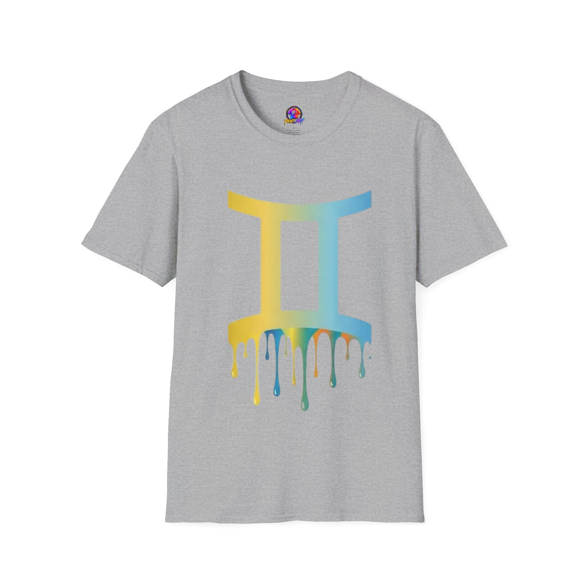Gemini Drip Zodiac T-Shirt — Rainbow Gemini Symbol Tee