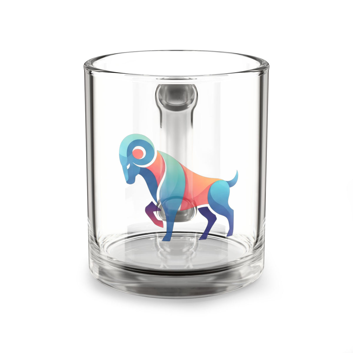Aries Zodiac Aries Glass Mug — Colorful Geometric Ram 10oz